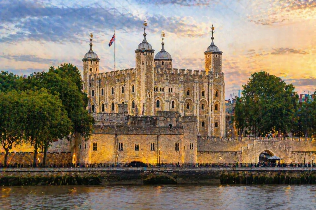 Tower of London exterior on the River Thames for private museum and historic site tours in London