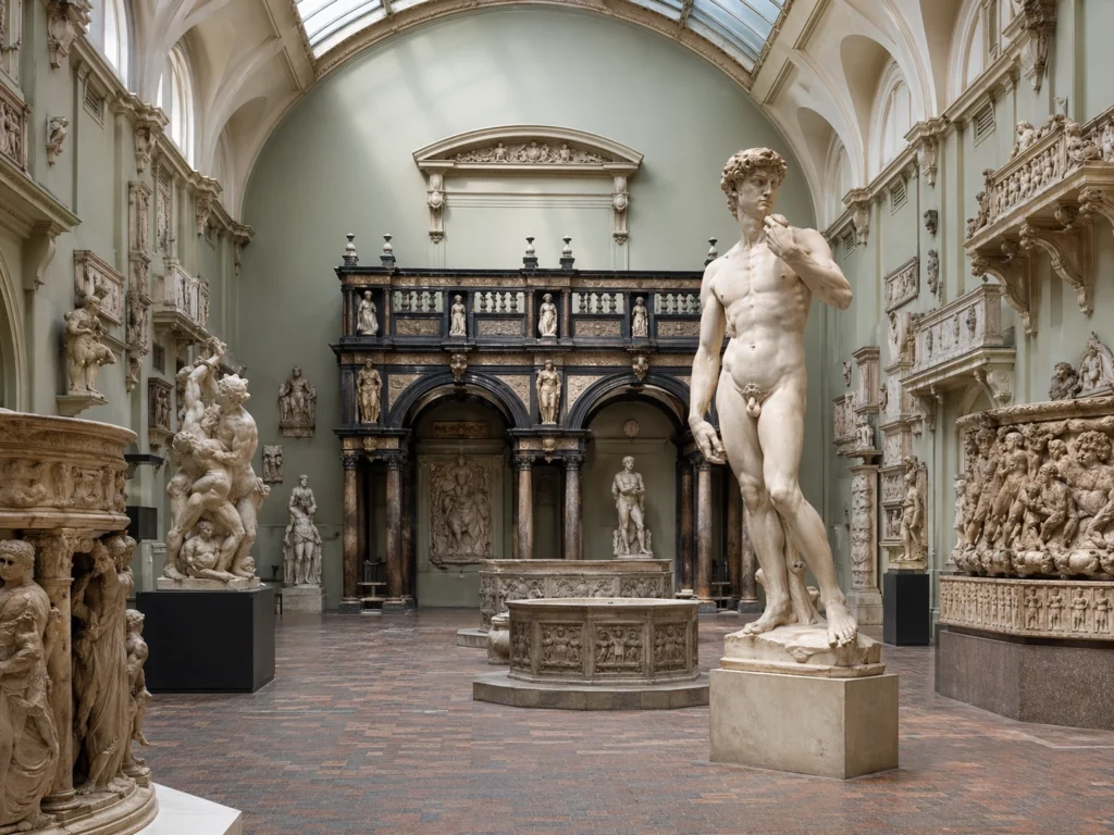 Michelangelo’s David in the Cast Courts at the Victoria and Albert Museum in London