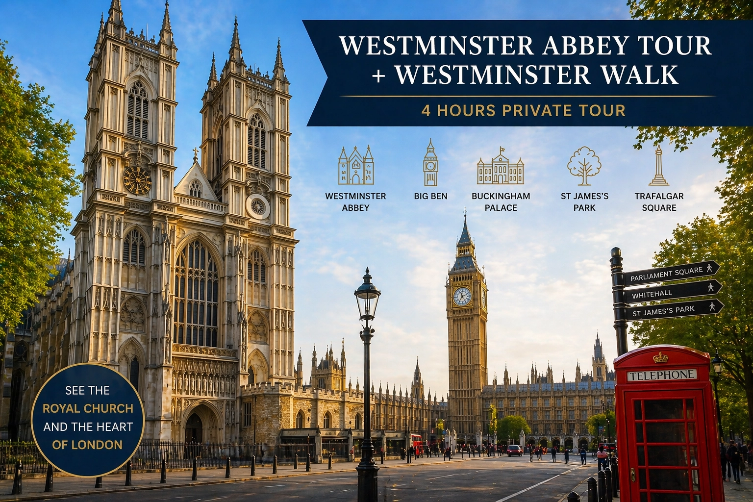 Westminster Abbey and Big Ben in London for a private Westminster Abbey tour and Westminster walk